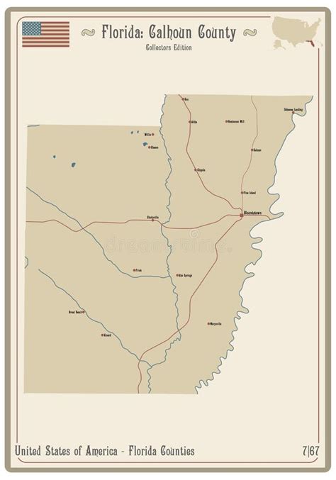 Map Of Calhoun County In Florida Stock Vector Illustration Of Lakes