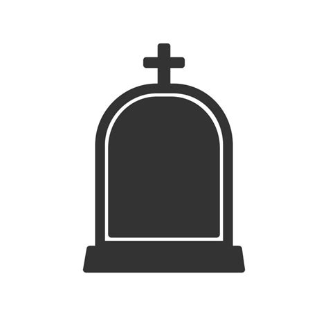 Gravestone With Cross Logo Tombstone Icon Headstone Silhouette Vector