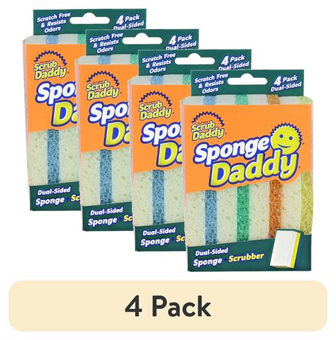 4 Pack Scrub Daddy Sponge Daddy Dual Sided Non Scratch 4 Count