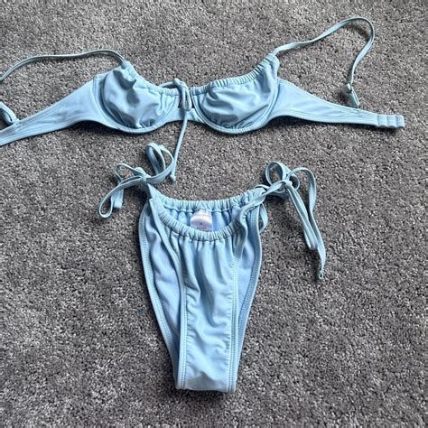 Baby Blue Bikini Set Worn A Few Times Size Medium Depop