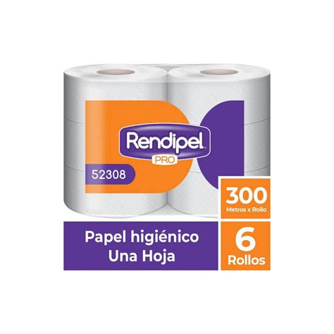 Papel Higiénico Hoja Simple Rendipel 6 Rollos De 300 Metros