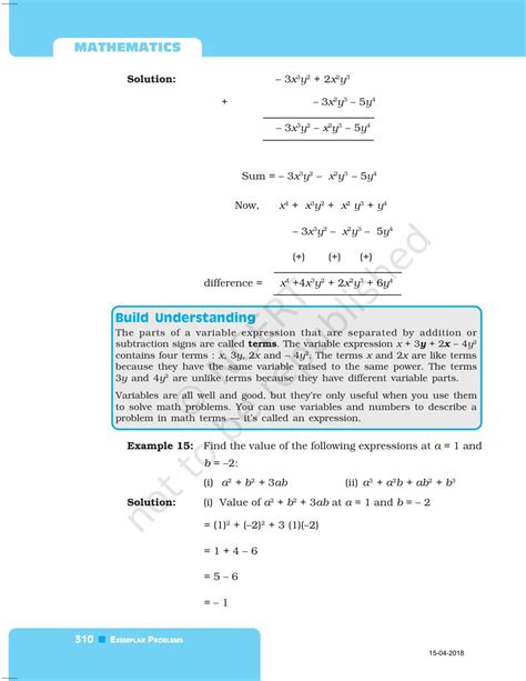 Ncert Exemplar Book For Class 7 Maths Chapter 10 Algebraic Expression