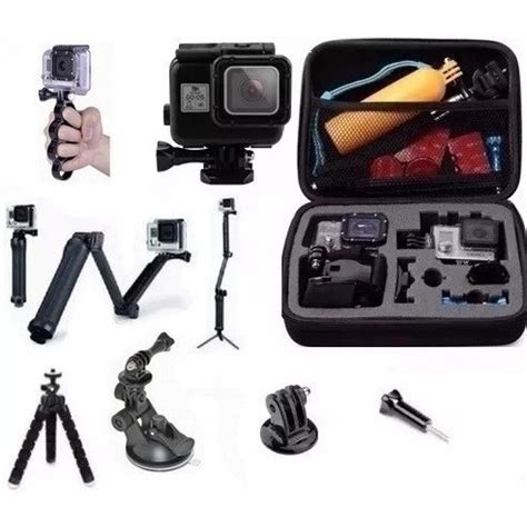 Kit Gopro Hero 5 6 7 Estanque Preta Touch Bastão 3 Way Tripé