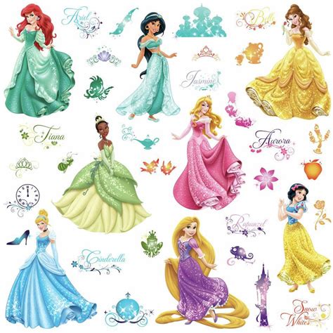 Disney Princess Royal Debut Wall Decals with Glitter Girls Room ...