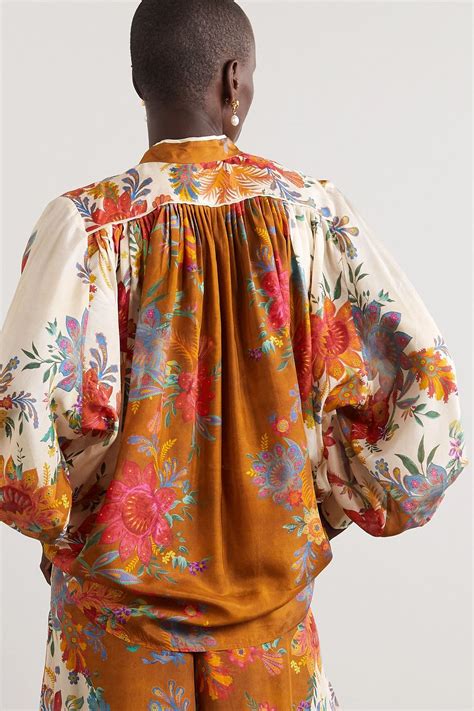 ZIMMERMANN Ginger Floral Print Silk Blouse THE OUTNET