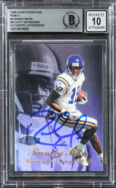 Randy Moss Signed 1998 Flair Showcase Row 3 5 RC BGS 10 Pristine