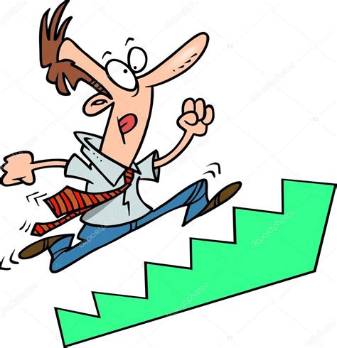 Cartoon Businessman Running Up Stairs Stock Vector Image By