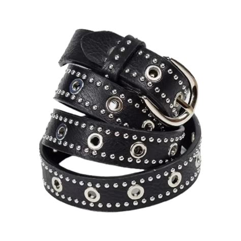 Buy Studded Grommet Belt Black Leather LeatherBeltsOnline