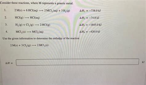 Solved Consider These Reactions Where M Represents A Chegg