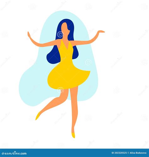 Happy Joyful Dancing Woman Party Female Movement Stock Vector