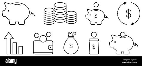 Set Of Income Line Icons Symbol For Website Design Logo App Ui