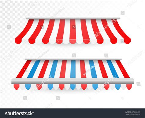 Set Striped Awnings Shop Marketplace Vector Stock Vector Royalty Free