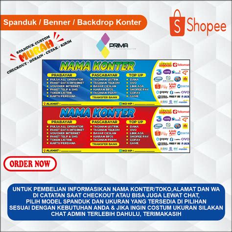 Jual Banner Spanduk Konter Pulsa Custom Desain And Ukuranhiasan Konter