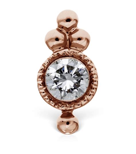 MARIA TASH Rose Gold Rose Gold Diamond Four Ball Trinity Threaded Stud