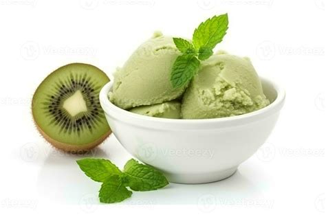 Kiwi Ice Cream With Kiwi Fruit Isolated On White Background 29557350