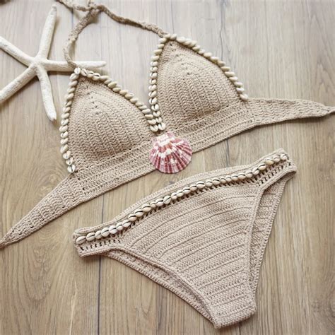 Summer Beach Knitted Women Bikini Set Swimsuit Brazilian Crochet