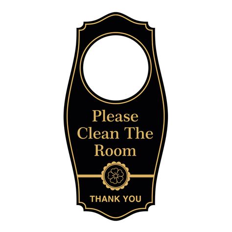 Signs Bylita Please Clean The Room Thank You Door Hanger Black Gold 4 X 8