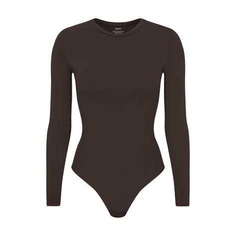 Fits Everybody Long Sleeve Crew Neck Bodysuit Espresso