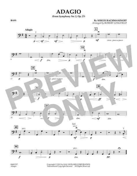 Adagio From Symphony No 2 Bass By Robert Longfield Sheet Music For