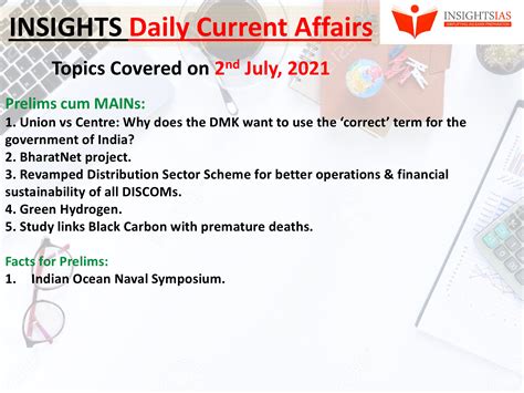 Insights Daily Current Affairs Pib Summary 2 July 2021 Insights