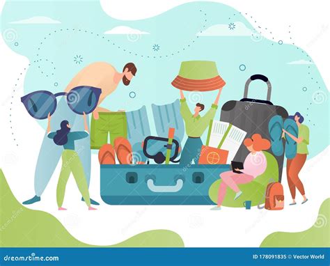 Suitcase Pack Travel Concept Vector Illustration Cartoon Flat Tiny