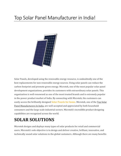 PPT Top Solar Panel Manufacturer In India PowerPoint Presentation