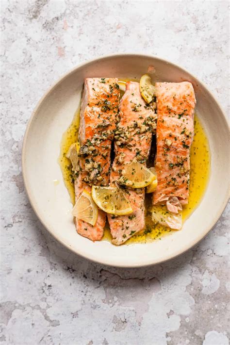 Easy Pan Fried Salmon With Lemon And Garlic With Garlic Butter Sauce All From Aldi Savvy Bites