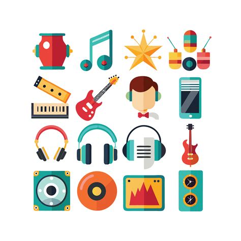 Music and Entertainment Icon Set Collection Illustration 47584595 ...