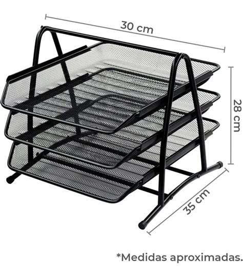 Bandeja Organizadora De Alambre Negro Varias Alturas A4 3 Alturas