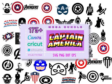 Captain America Svg Bundle Png Eps Dxf Super Hero Svg Superhero Mega