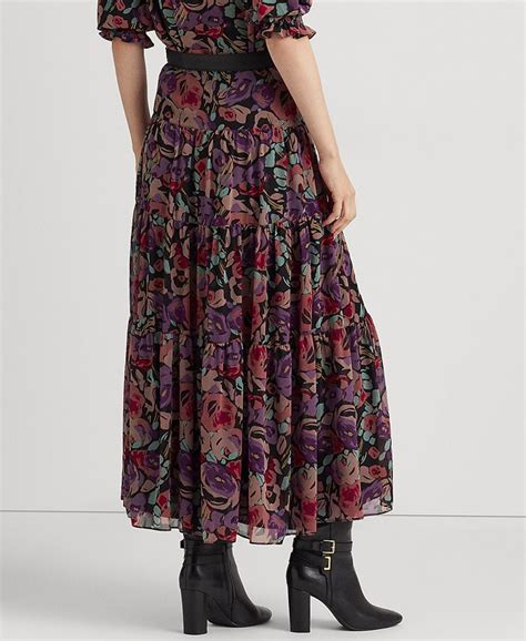 Lauren Ralph Lauren Floral Crinkle Georgette Maxiskirt Macys