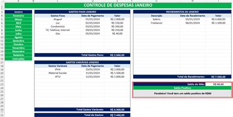 Modelo De Controle De Despesas Excel