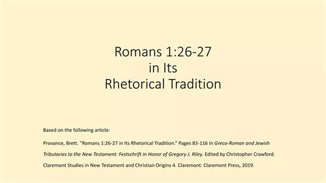 Romans 1 26 27 In Its Rhetorical Tradition PPT