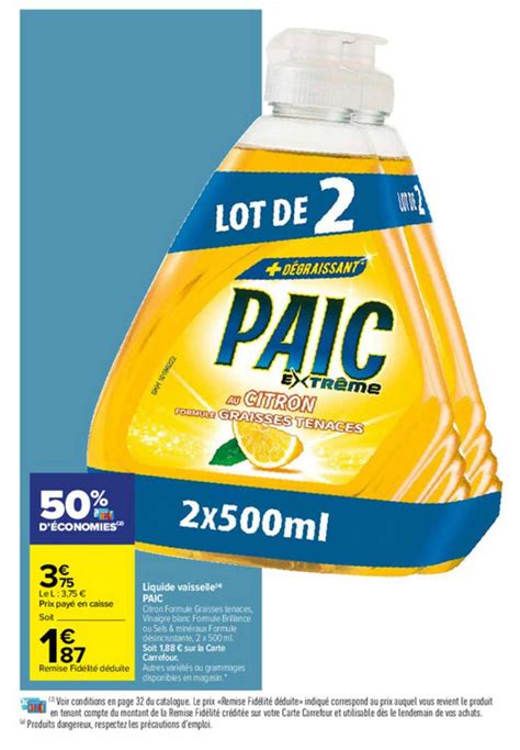 Promo Liquide Vaisselle Paic Chez Carrefour ICatalogue Fr