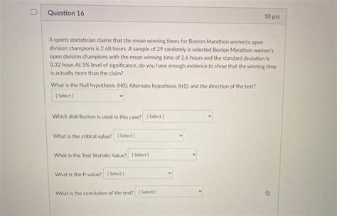 Solved Question Pts A Sports Statistician Claims That Chegg