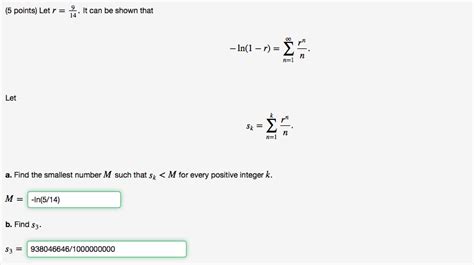 Solved 5 Points Let R T Can Be Shown That 14 Ln 1 R Let Chegg