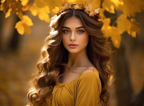 Premium Ai Image Beautiful Girl With Autumn Leaves