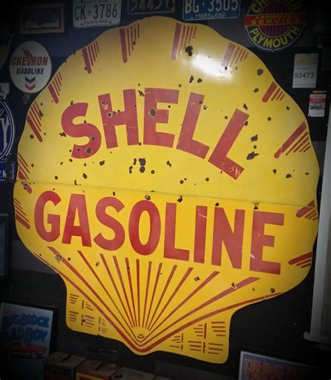 Original 7 Foot Tall Shell Gasoline Porcelain Sign Anuncios