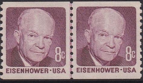 1402 Dwight Eisenhower Coil Line Pair MNH United States General