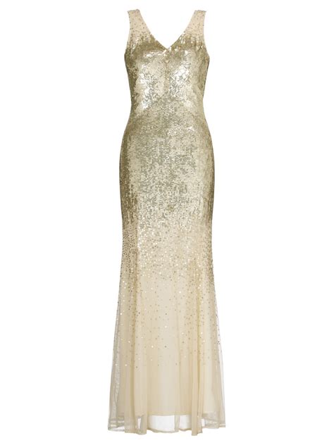 John Lewis Jessica Sequined Maxi Dress in Gold | Lyst