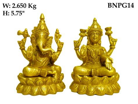 Golden Hindu Brass Laxmi Ganesh Statue For Home Size 575 Inch At