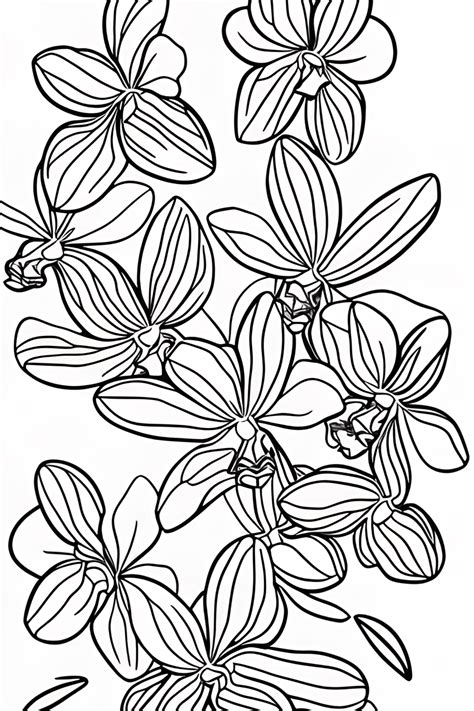 Orchid Flower Coloring Page For Adults Creative Fabrica