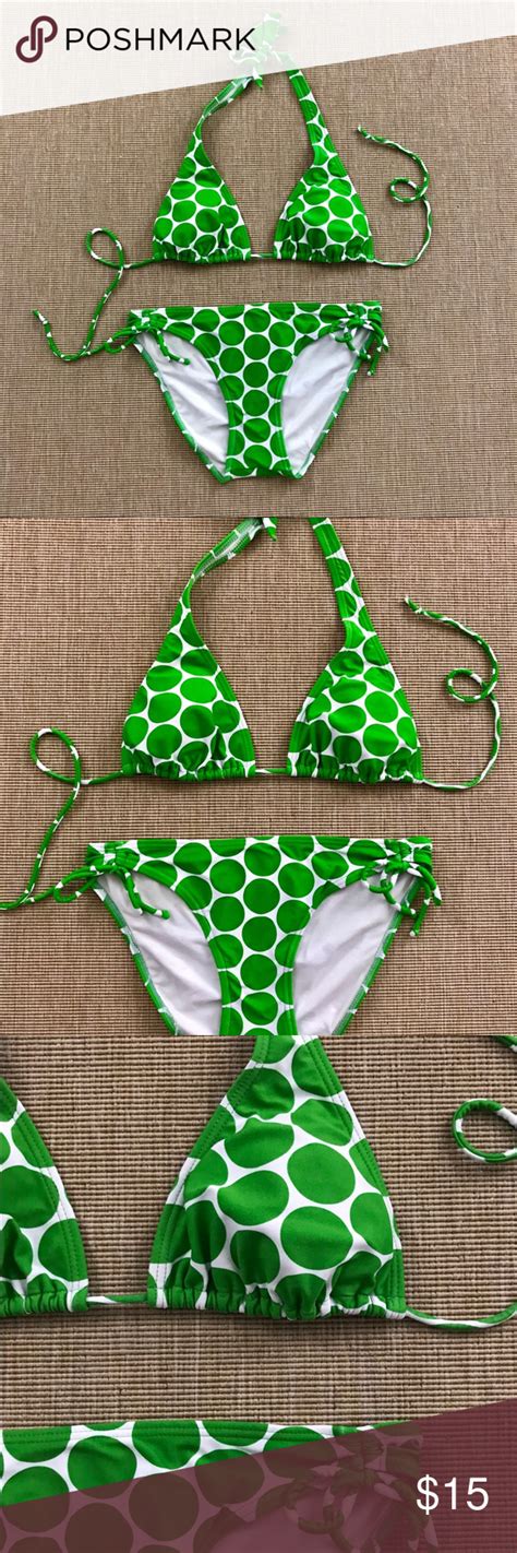 Hula Honey Bikini Green Polka Dot Medium M Green Bikini Bikinis Hula