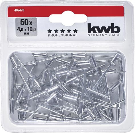 kwb 407470 50 x Pop Ø 4 mm Lunghezza Alluminio con Perno zincato