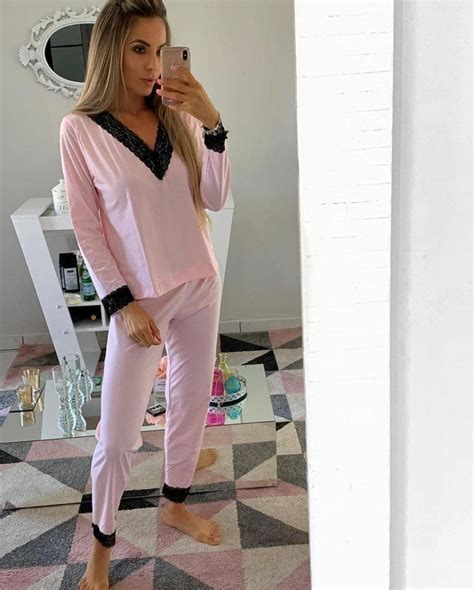 Pijama Renda Larga Inverno Rosa Bebê Algodão Nayara Araújo Pijamas