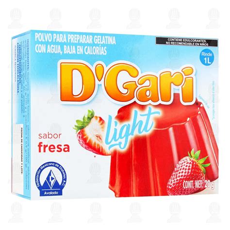 Polvo D Gari Light Para Preparar Gelatina Sabor Fresa Gr