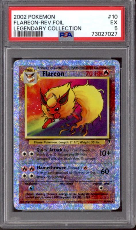 Pokemon Legendary Collection Reverse Holo Foil Flareon 10110 Psa 5