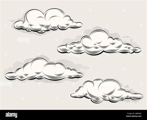 Engraving Clouds Vintage Elements For Art And Design Vector