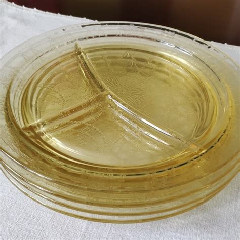 Yellow Glass Plate Etsy