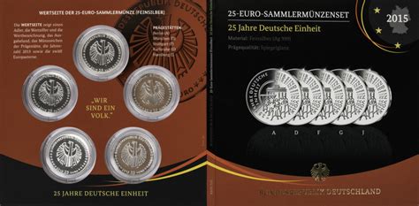 Bundesrepublik Deutschland 5 X 25 Euro 2015 ADFGJ 25 Jahre Deutsche